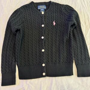 Polo by Ralph Lauren Blue Label Kids Black Cable Knit Cardigan